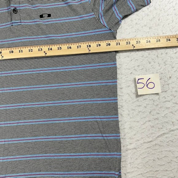 Oakley Sunglasses Men's Large Black White Blue Red Striped Short Sleeve Polo - Picture 7 of 12